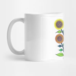 Sunflower Spirals: a handmade spirograph collage print Mug